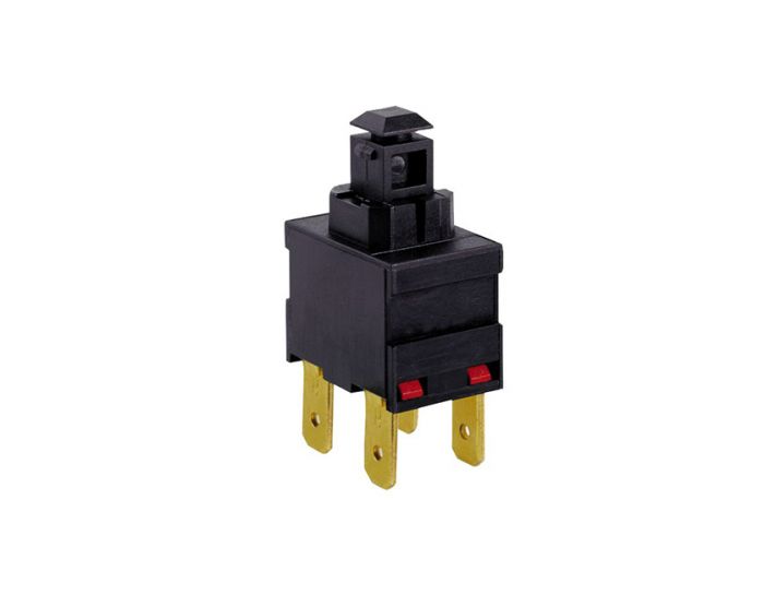 Brass Chrome Plated Push Button Switch Black Prominent Button S.P. Push To  Make Slow Momentary Action 22.2mm Diameter